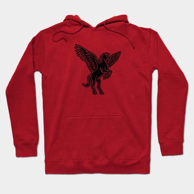 Black Pegasus Drawing Hoodie by shaldesign